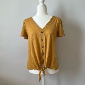 LEVONA BUTTON DOWN TIE FRONT KNIT TOP